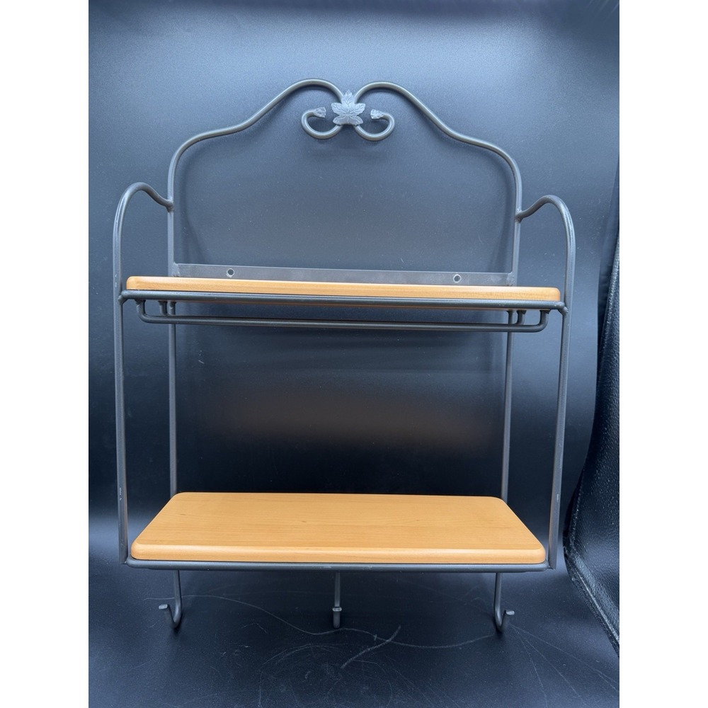 🏡✨ Longaberger Wrought Iron Envelope Rack w/ 2 Wooden Shelves ✨📬
